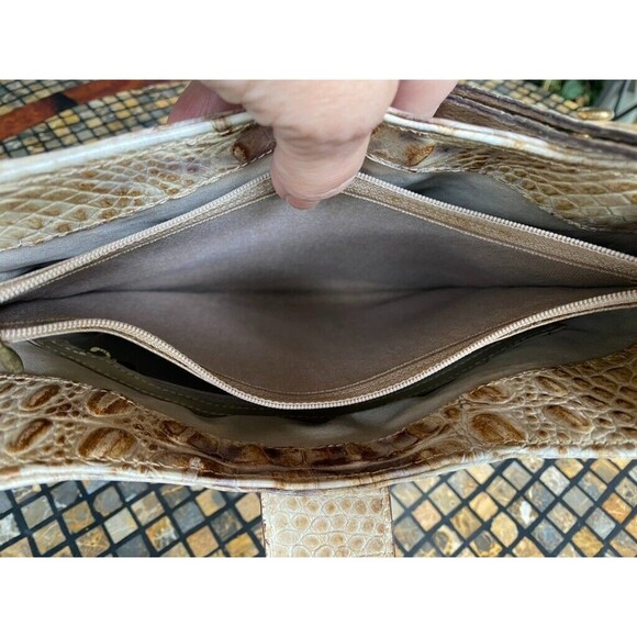 Brahmin Leather Croc Embossed Tabitha Shoulder Crossbody Bag Warm Tan Beige - Picture 9 of 12